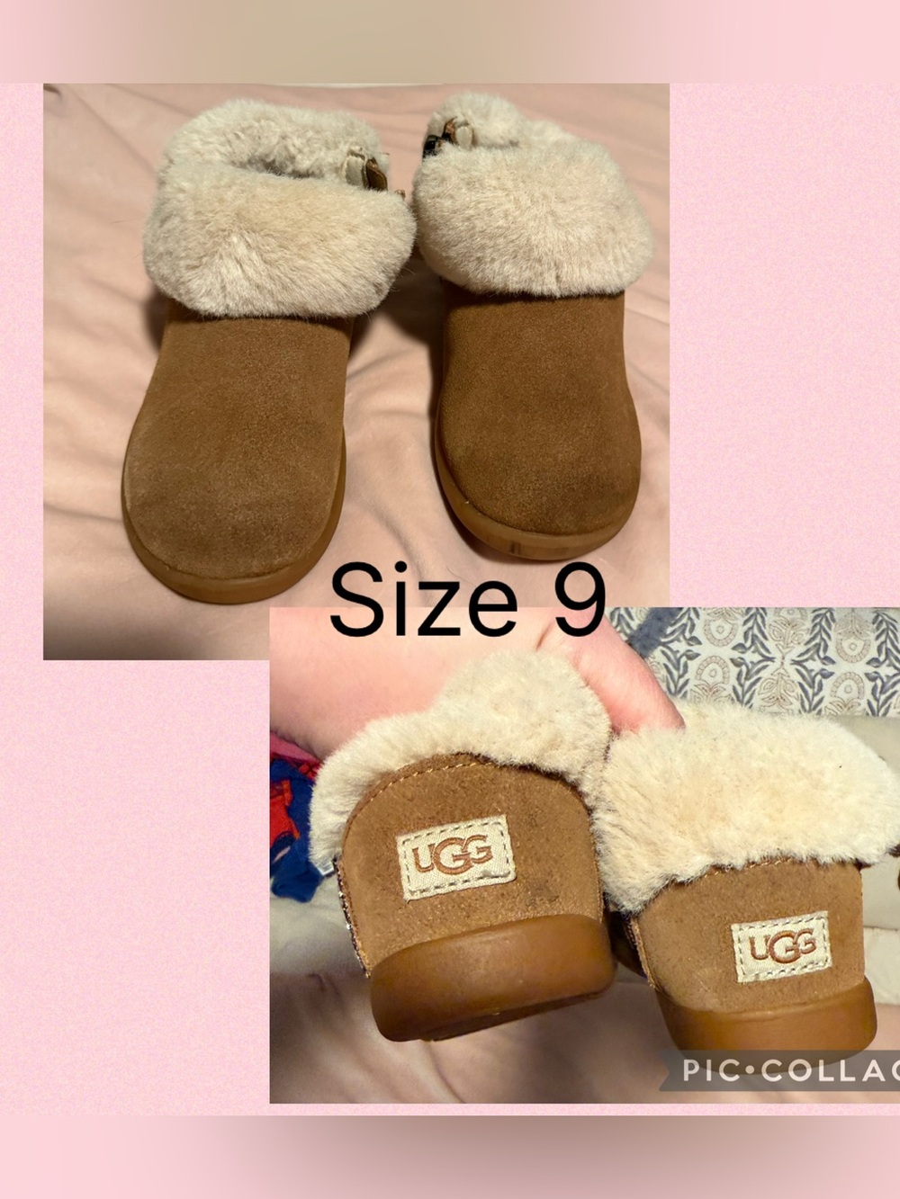 UGG Kids Chestnut Suede Fleece-Lined Slip-On Clog